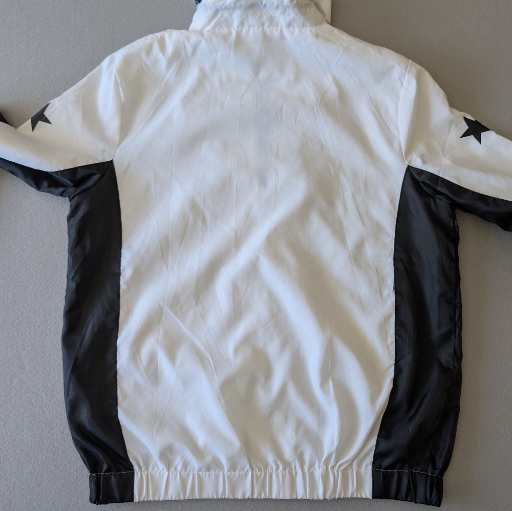 Streetwear Diamond Star Graphic Black White Hooded Windbreaker Jacket Sz S image 8